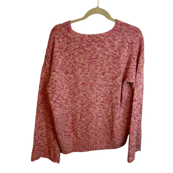 J.CREW RED MARLED KNIT BELL SLEEVE V-NECK SWEATER - Picture 2 of 5